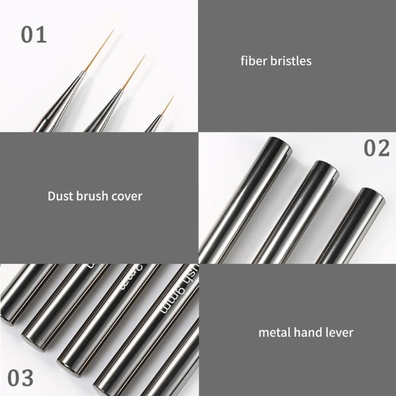 Professional Nail Art Liner Brush Kit Nail Art Bushes Set,Nail Design Brushes for Tiny Details,Long Lines 6/9/12/15/18mm