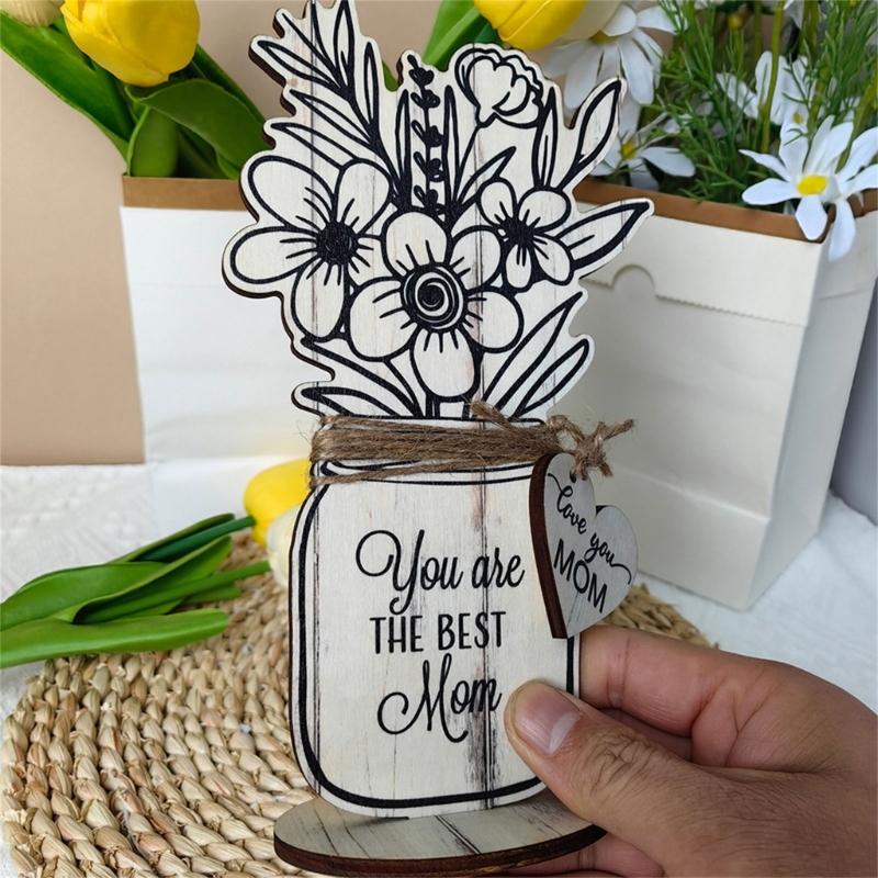 Graviertes Holz Geschenk Muttertag Holzbasteln Tisch Holz Blume Bedeutungsvolles Geschenk für Jubiläen, Geburtstage, Weihnachten