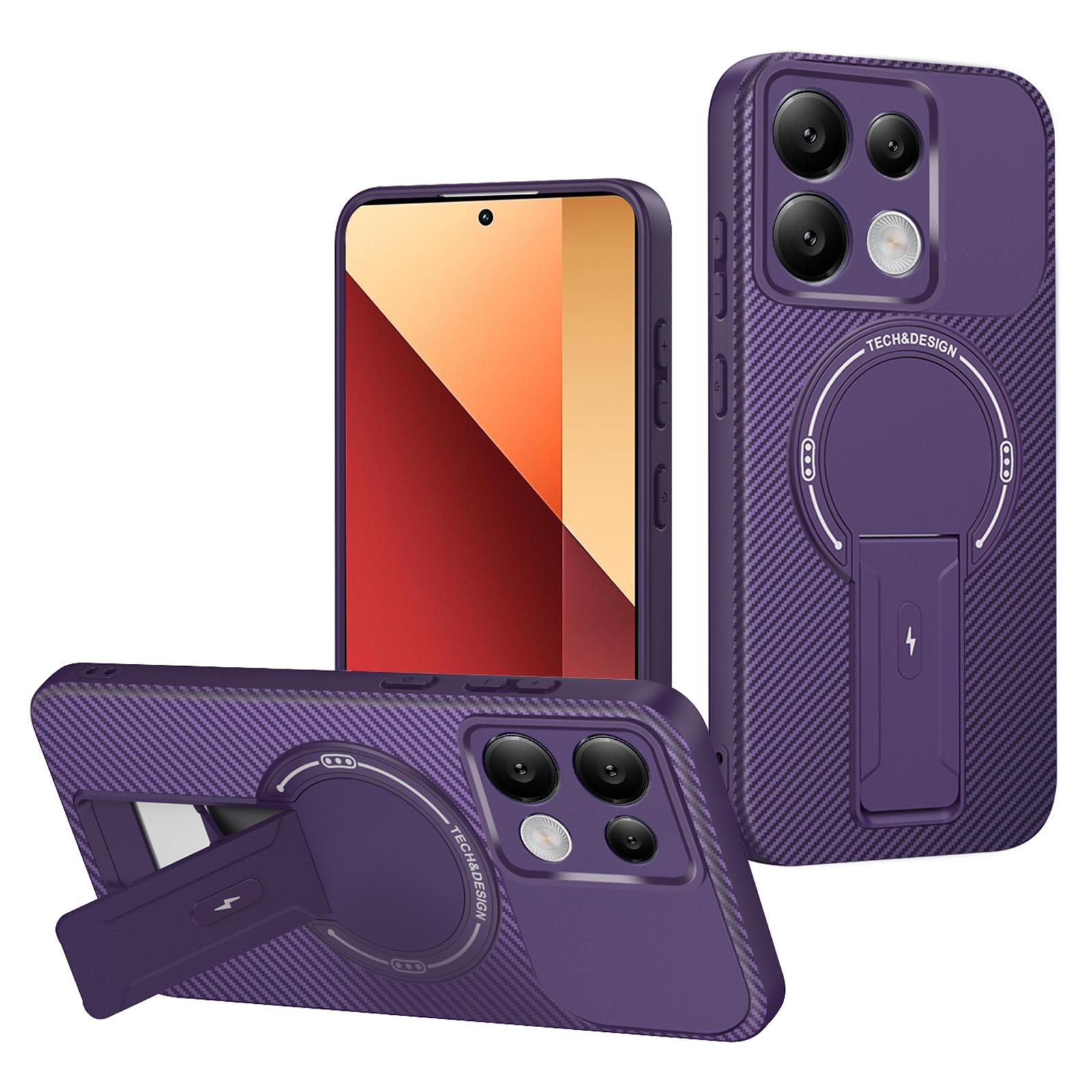 

Phone Case For Xiaomi Redmi Note 14S 4G/Note 13 Pro 4G/Poco M6 Pro 4G Carbon Fiber Texture PC + TPU Cover with Kickstand E