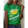 Mode Dames Ronde Hals Korte Mouw 3D Fruitkleur Print Fruit Korte Mouw Ronde Hals T-shirt