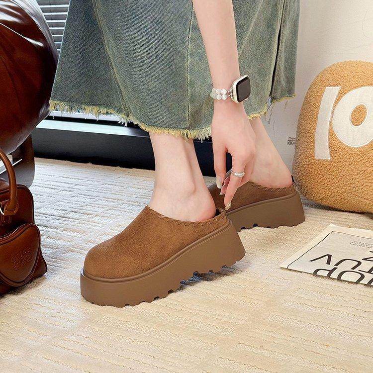 Thick-bottomed Boken half-slippers 2025 early autumn new retro lazy bag head drag increases the height of relaxation casual slippers women