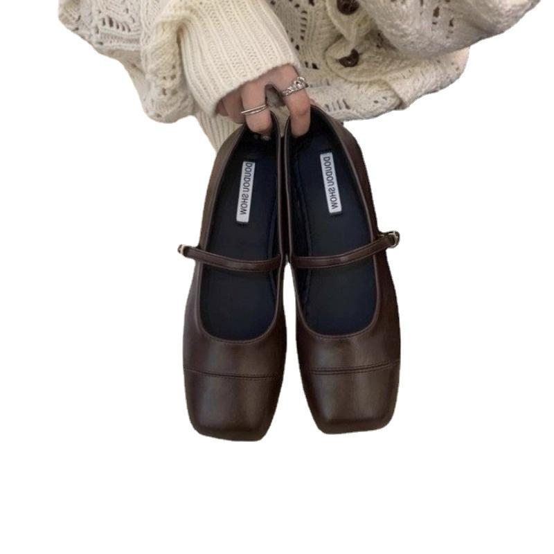 Fashion 2024 Summer New Brand Women Flats Fashion Square Toe Shallow Mary Jane Shoes Soft Casual Ballet Shoes Slingback Shoes