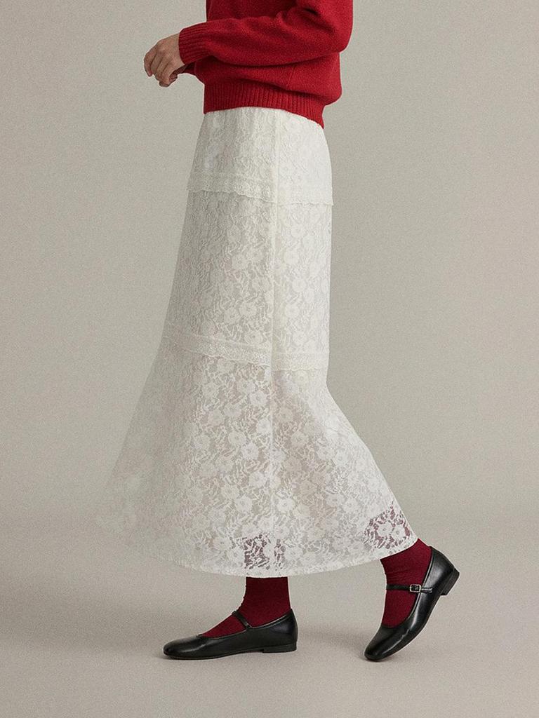 Moonlight Lover French Retro Velvet Lace Layered Women's Winter Skirt N859C