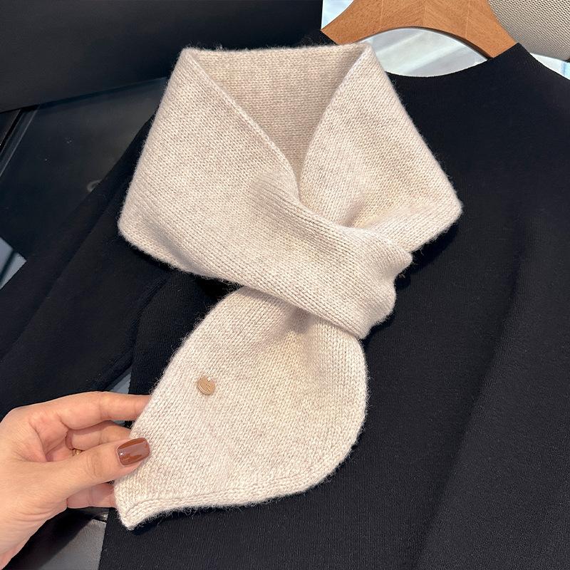 

Шерстяной вязаный шарф для женщин Зимний теплый мягкий однотонный шарф Модный универсальный платок 75*13CM