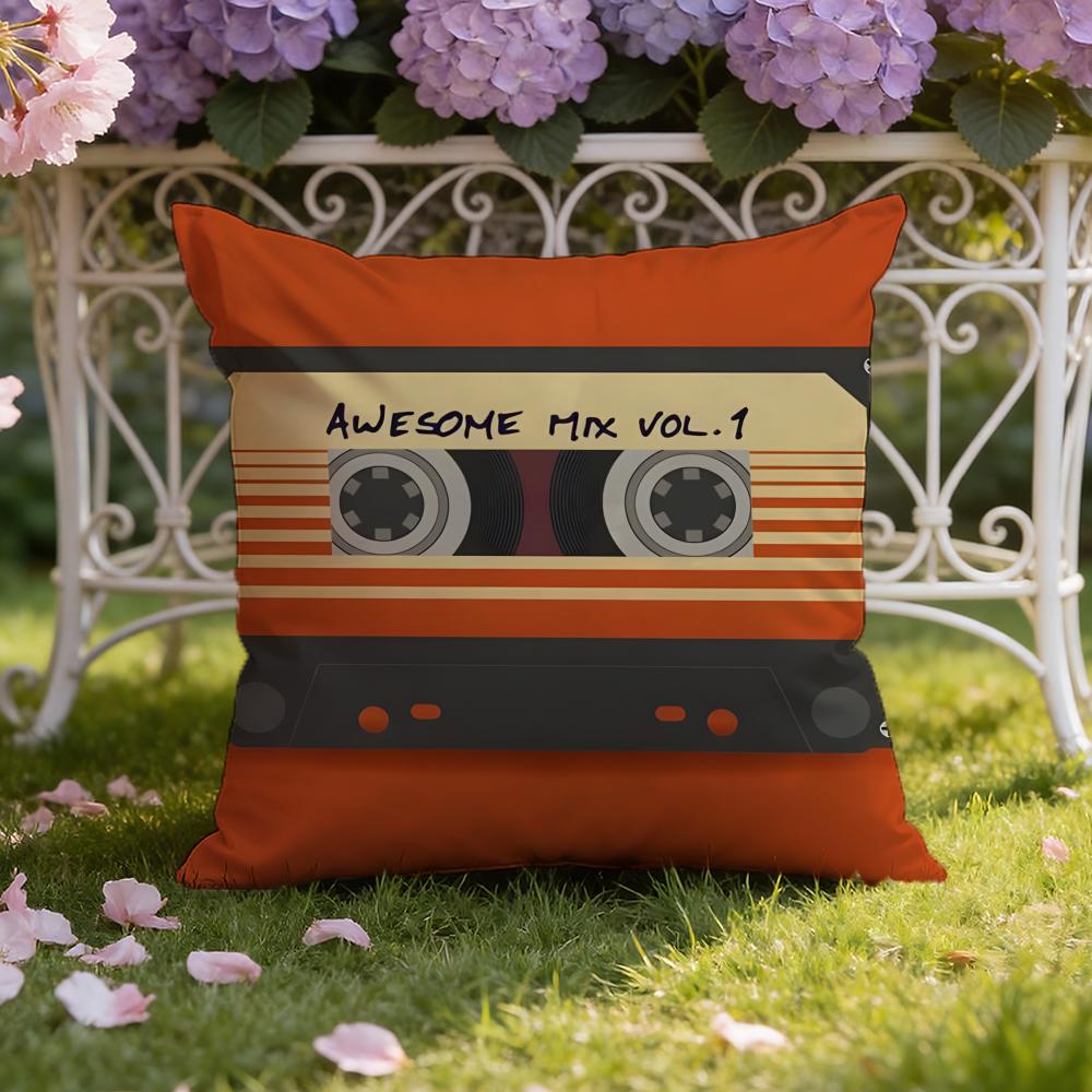 Music Tape Print Cushion Cover Home & Car Dual-Scene Pillow Cover: Reversible for Premium Comfort