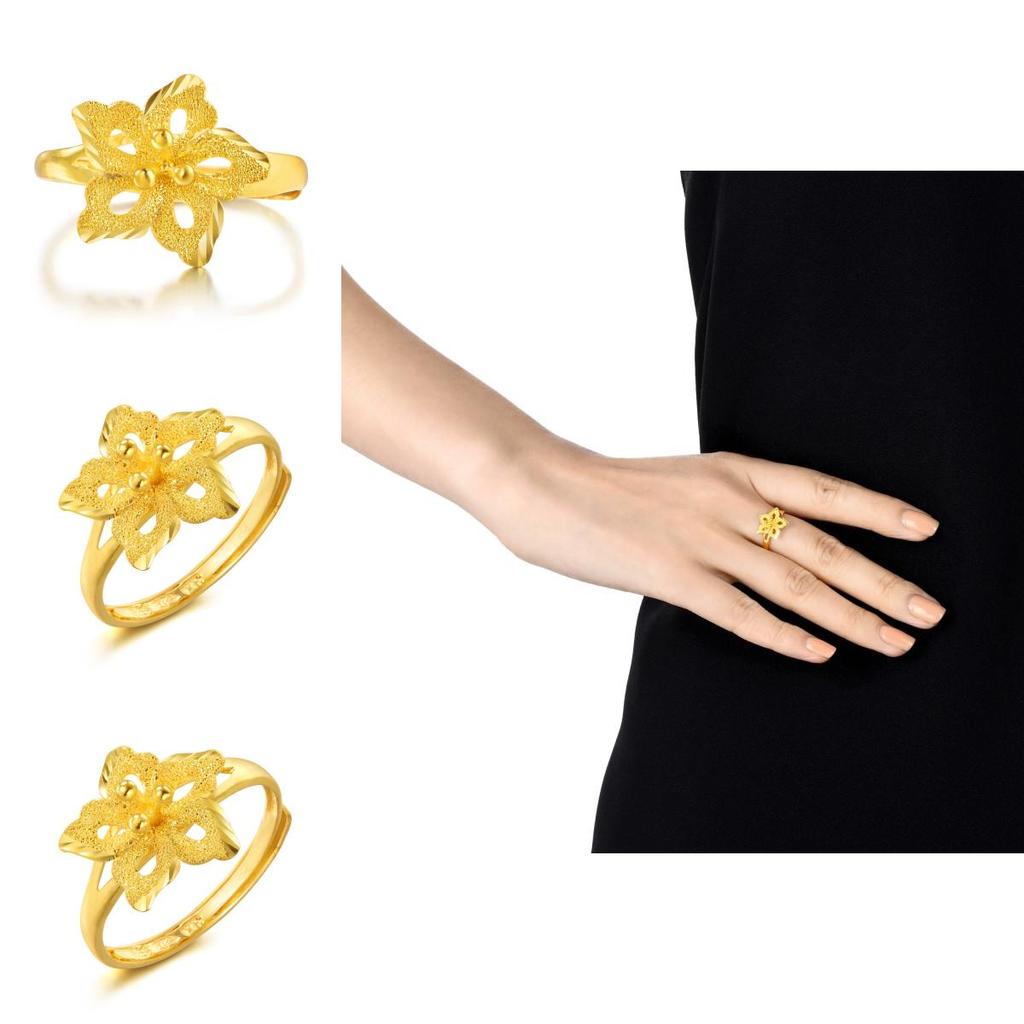 Stunning Vietnam Purple Blossom Flower Ring Adjustable Brass Gold Plated Fashion Jewelry