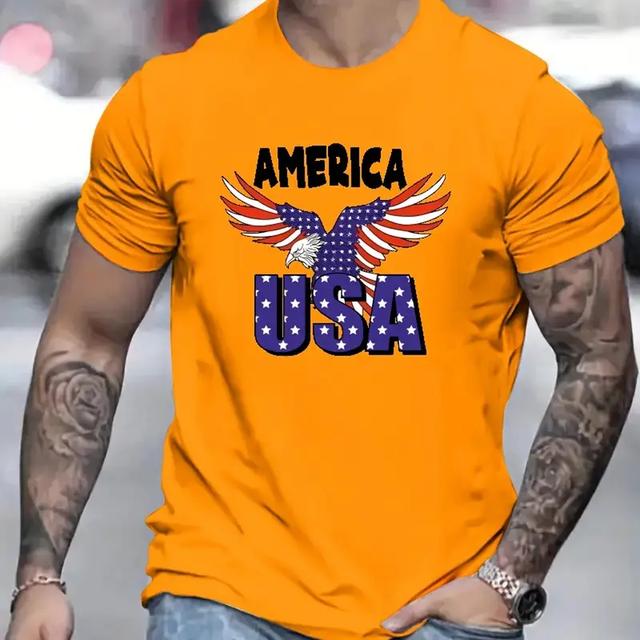 American Eagle Men's T-Shirt Casual Short Sleeved Tees Top Fashion 3d Animal Print Pattern T-Shirts Summer Loose Men's Clothing