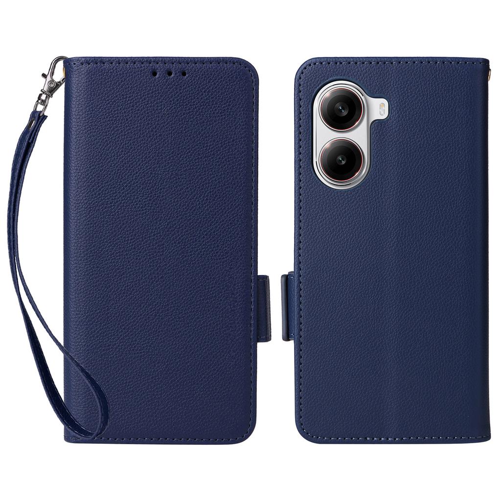 For Xiaomi Poco X7 Pro 5G/Redmi Turbo 4 5G Case with Wrist Strap Litchi Texture PU Leather Wallet Phone Cover