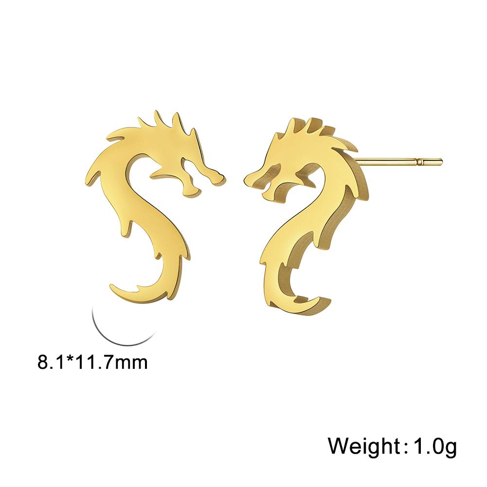 My Shape Punk Dragon Totem Stud Earrings for Men Women Hippop Black Color Stainless Steel Earring Vintage Jewelry Celtics Amulet