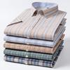 Summer New Men's Oxford Shirts Short Sleeve 100% Cotton Plaid Soft Regular Fit Formal Dress Shirt Social Blouse Male Clothing