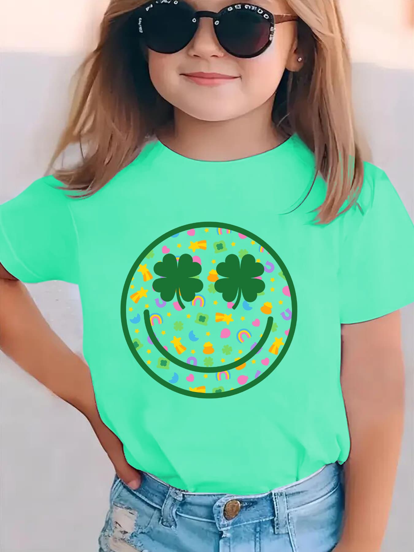 

Summer fashion girls short-sleeved T-shirt cartoon pattern printed casual versatile top 160