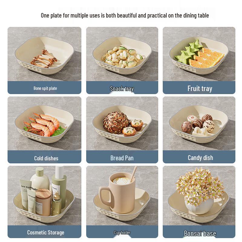 INS Style quadratisches Snackteller-Set mit silbernem Gestell
