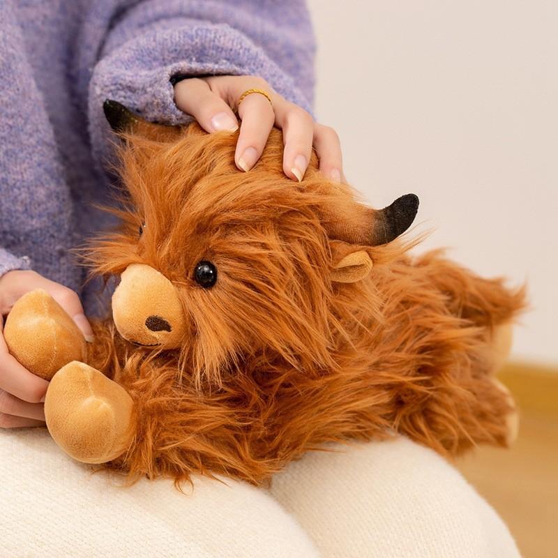 Yak Plush Toy With Long Fur Realistic Highland Bull For Kids And Collectors