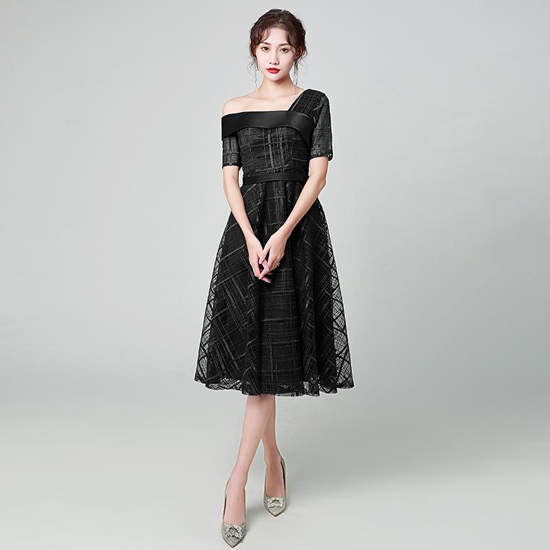 

Foreign trade evening dress new Japanese and Korean elegant temperament host medium and long graduation party dress XS
