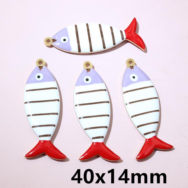 10pcs Stainless Steel Enamel Stripe Fish Charms Pendant 40x8/40x14mm DIY Jewelry Making Accessories for Necklace Earrings