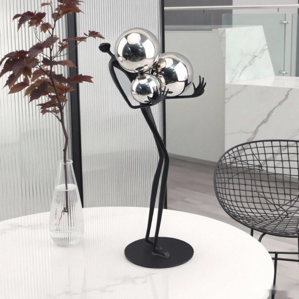Men's Black Minimalist Accessories, Metal, Gold Ball Decorations, Abstract Figures, Statues, Desktop Decorative Sculptures