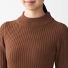 MUJI Thick Ribbed High Neck Washable Sweater That Reduces Neck Irritation XS Brick 44180334 Women's