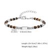 Crystal Wheel Beaded Bracelet for Men Boys,Stainless Steel Tube Natural Stone Wristband,Stylish Bohemian Jewelry Gift