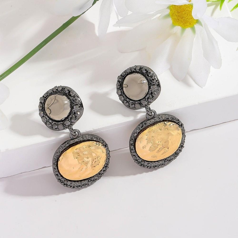 Vintage Trend Dangle Earrings Round Pendant Rhinestone Earrings Fashion Vintage Earrings for Women