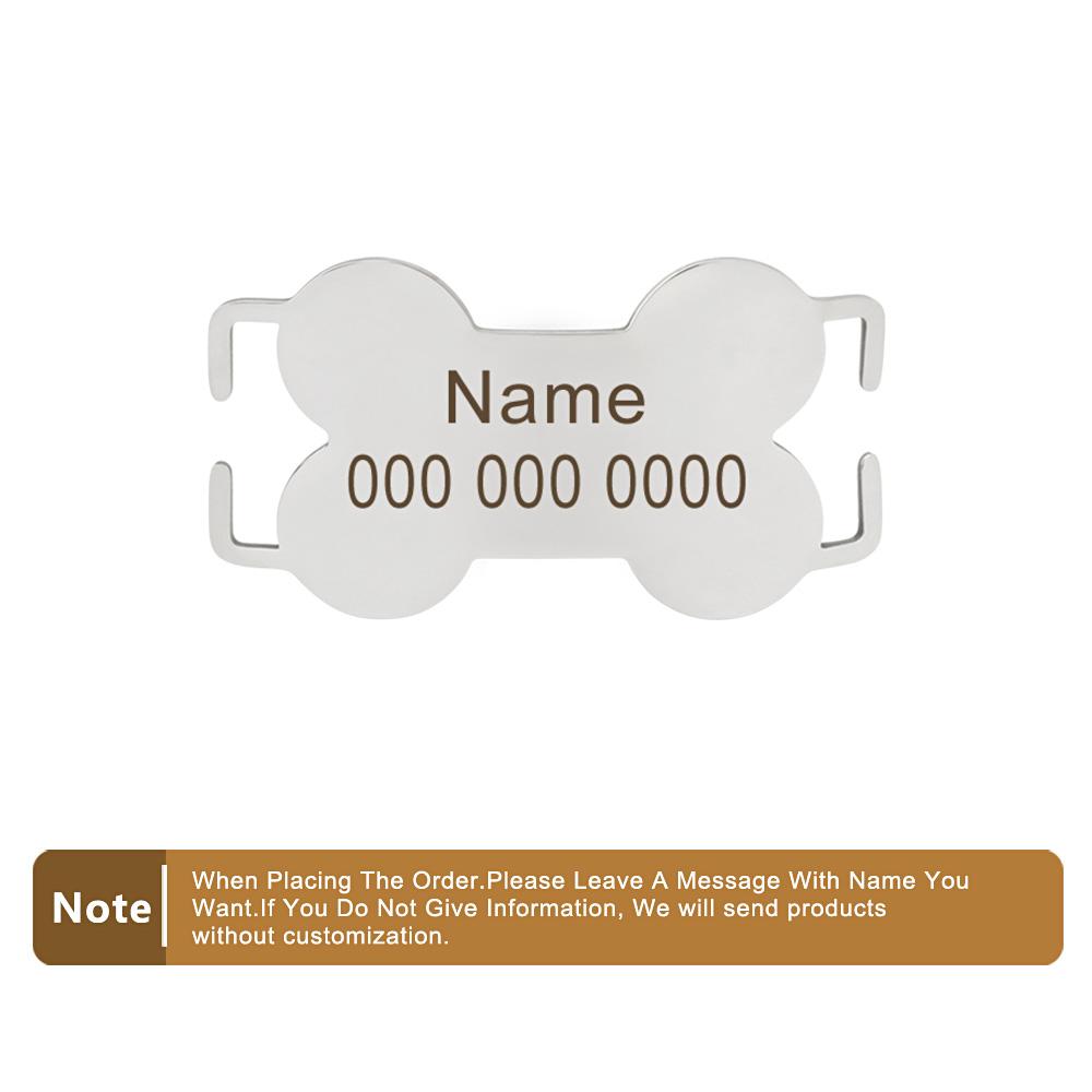 

Engrave Name Curved Dog Tag Nameplate Bone Anti-Lost Personalized Collar Necklace Accessory S 50x25mm
