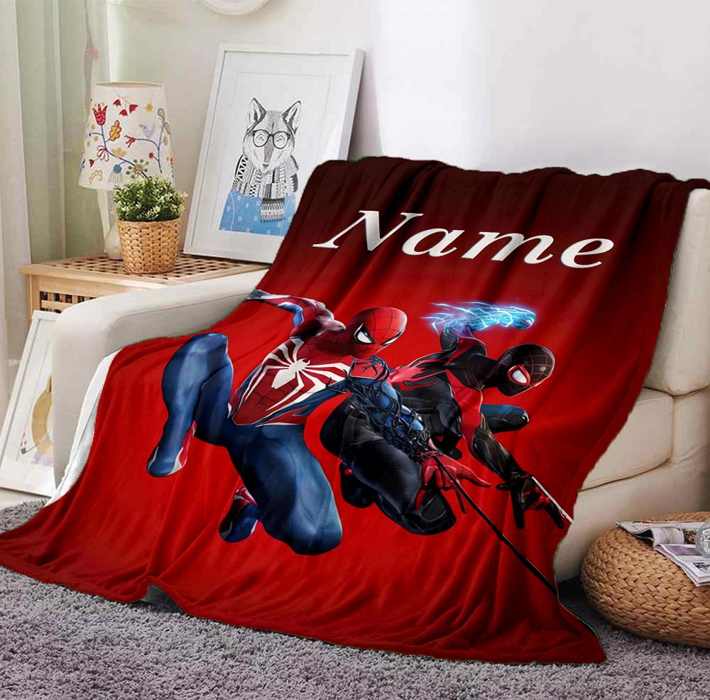 Custom Name Spider-Man Adventures Flannel Blanket Throw Blanket Soft Warm Sofa Bed Decor Unique Gift