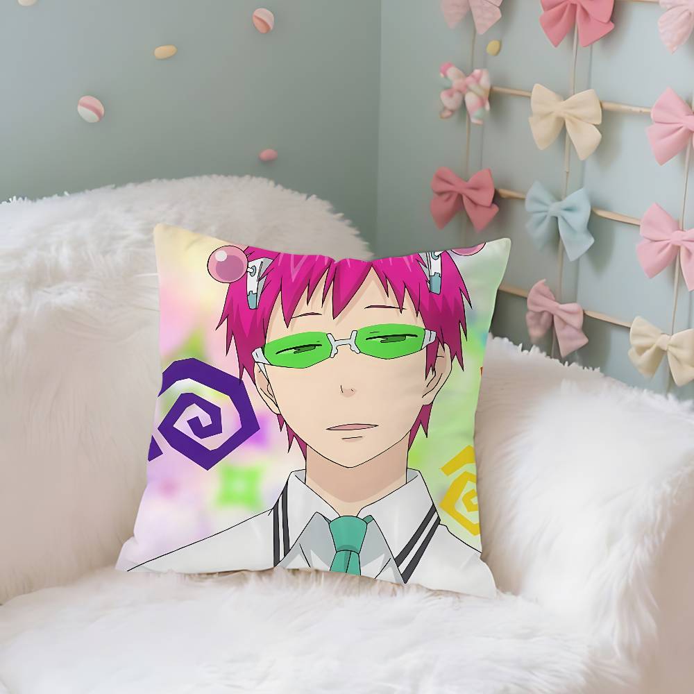 Cute S-Saiki K Throw Pillow Covers Pattern Cushion Cover Suitable For Sofa Bedroom Car Pillow Cover
