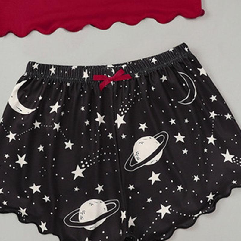 2 STÜCKE/Set Damen Bedrucktes Neckholder Bustier Top Shorts Halloween Loungewear Sexy Neckholder Shorts Damenmode Weich Lässig Sexy Pyjama