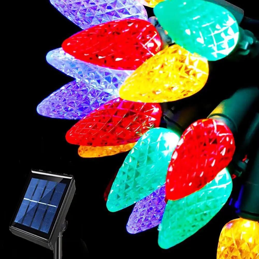 10M 100 LED C6 Solar Christmas Lights Outdoor C6 Christmas Solar String Lights Waterproof Christmas Solar Lights for Tree Decor