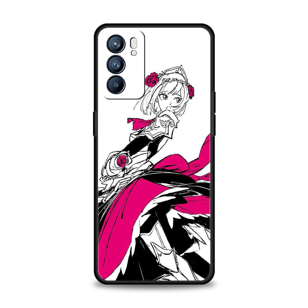 Genshin impact svart og hvitt Deksel For OPPO Find X5 A54 A53 A52 A9 2020 A16 A15 A95 A76 A74 A12 Reno7 SE Reno6 Pro+ 5G Deksel