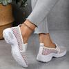 [Breathable Mesh Sneakers] Breathable Women's White Mesh Slip-On Sneakers with Glitter Accents | Mid-Top Support & Rubber Sole for Casual Sports