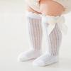 0-2Years Baby Girl Socks with Bow Summer Toddler Baby Cotton Mesh Knee Socks Newborn Infant Non-slip Baby Princess Long Socks