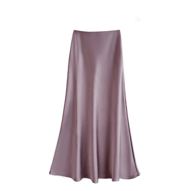 Satin High Waisted Maxi Skirts for Women Hidden Elasticized Waistband A Line Long Skirt Women's Spring Summer Silk Cocktail Flowy A-Line Long Skirts