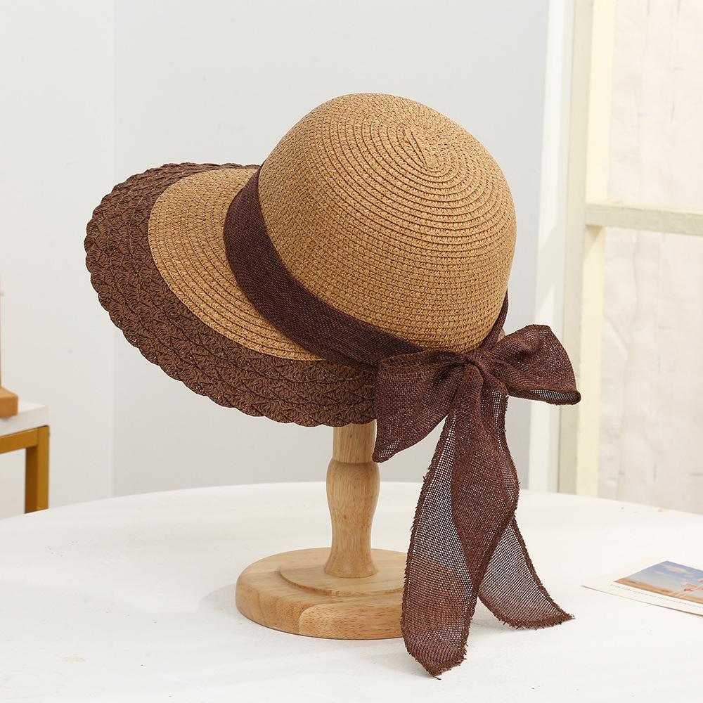 Bohemian Style Summer Sun Hat For Women Sun Protection Beach Straw Fisherman Cap Fashion Big Bowkont Lace Visor