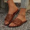 Large Size Solid Color Classic Round Headed Flat Bottom Women's Slippers Summer New Beach Slippers for Women
