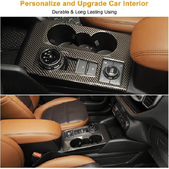 Carbon Fiber Central Control Gear Shift Panel Trim Cover for Ford Bronco Sport