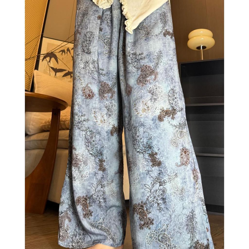Versatile Summer Wide-Leg Cotton Silk Pants