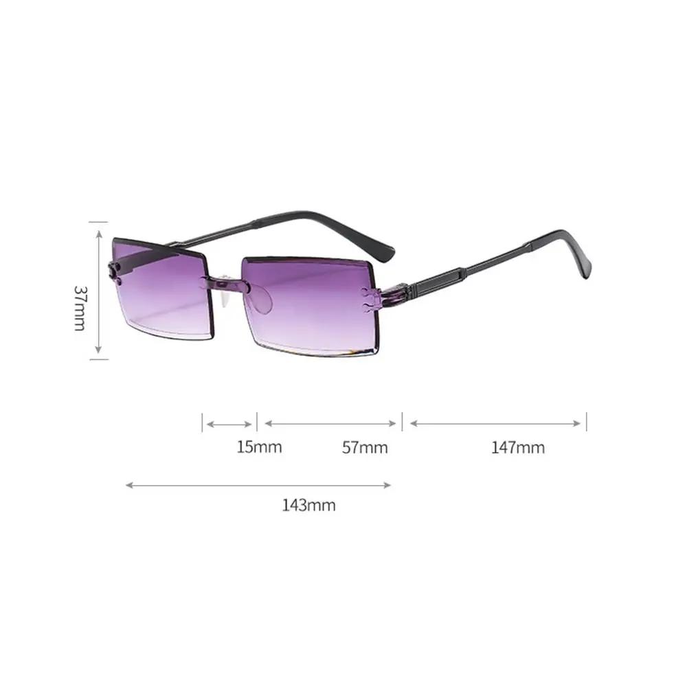 Retro Women Sunglasses Brand Designer Fashion Rimless Gradient Sun Glasses Shades Lady Cutting Lens Ladies Frameless Eyeglasses