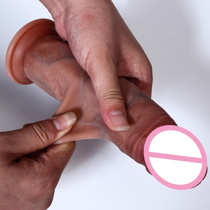 Simulazione Dildo Realistico Prepuzio Scorrevole G Spot Clitoride Stimolare Morbido Dildo Enorme Cazzo Giocattoli