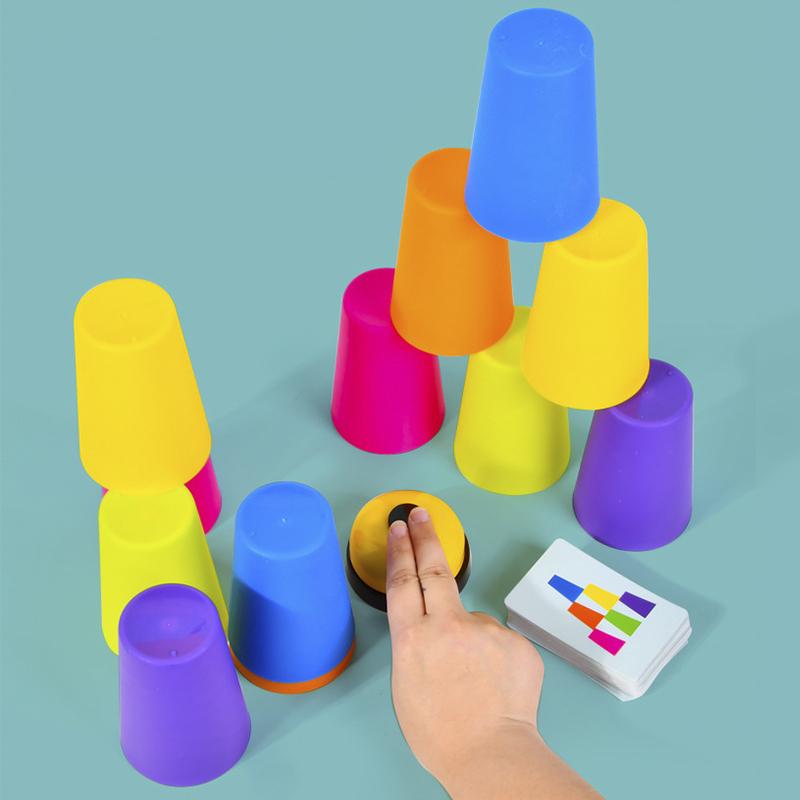 משחק תחרותי כוסות ערימה לילדים, משחק שולחן מהנה של ערימת כוסות, תיאום עין-יד, מהירות, אימון ערימת כוסות לילדים