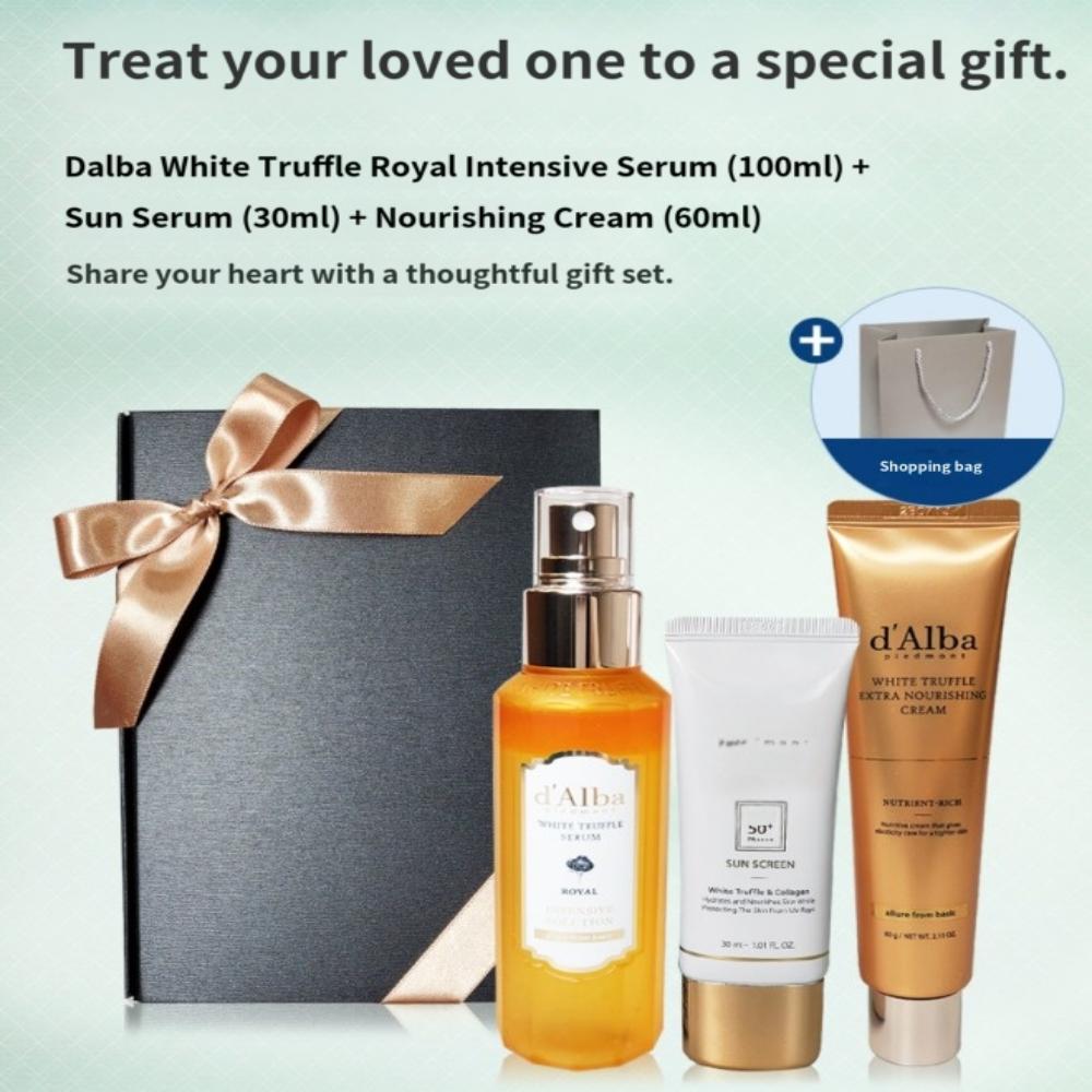 d’Alba White Truffle Royal Intensive Serum Gift Set (Season 5): 100ml Serum + 30ml Sun Serum + 60ml Nourishing Cream / KOREA COSMETIC