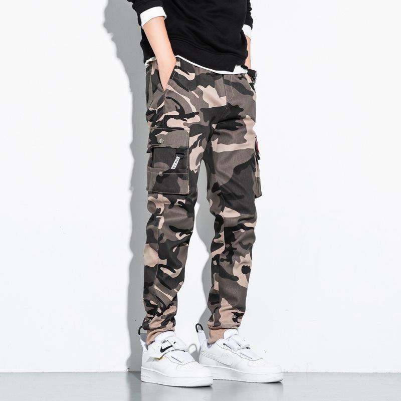 Japanese Style Men's Camouflage Overalls - Loose Casual Pants with Cuffs, Large Size for Teenagers