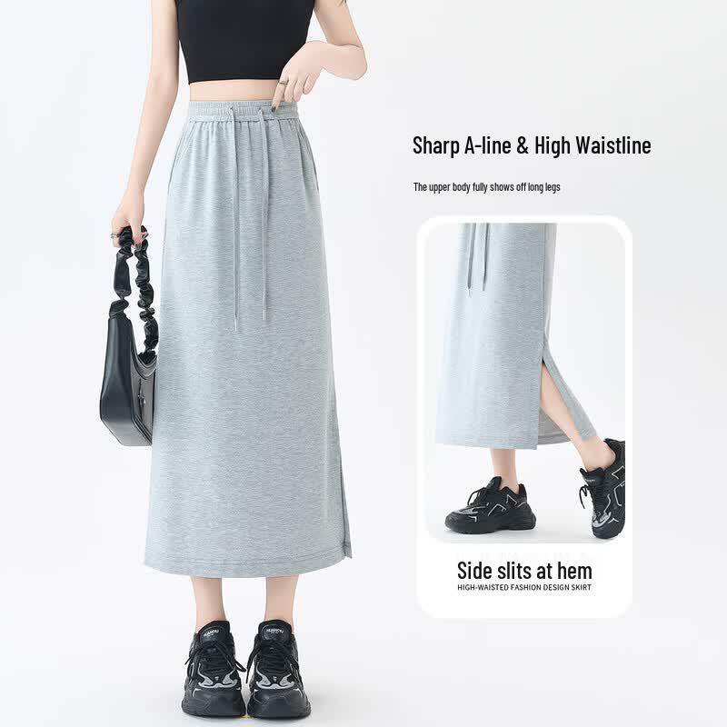 HSTYLE Versatile Slit Midi Straight Skirt M