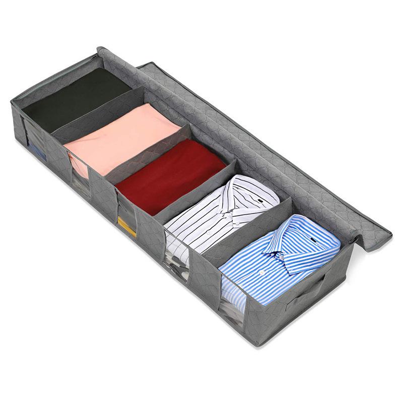 Foldable Under-Bed Storage Box: Dustproof, Transparent, Divided Clothes Organizer