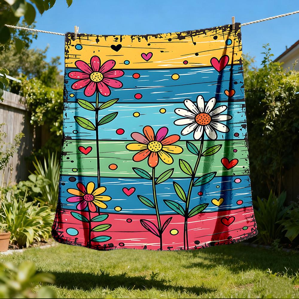 

1pc Floral ArtOutdoor Blanket, Soft And Comfortable Blanket, Casual Warm Outdoor Blanket, Good Birthday Gift yy260328053 75x90cm