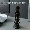 Unique Dark Aesthetic Decor Triple Stacked Skulls Figurine, Spooky See Hear Speak No Evil Skeleton Head Artistic Bone Texture Figurine Statue,