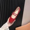 Fashion Double Belt Strap Mary Janes Woman Lolita Ballets Shoes Ladies Japanned Leather Flats Female Round Toe Brides Wedding Ballerinas