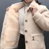 Herbst und Winter Verdickte Lamm Wolle Frauen Mantel Patchwork Pelz Casual Vintage Kleidung Plus Größe 4xl