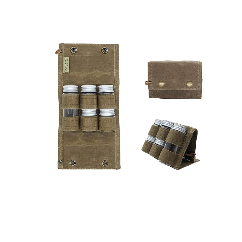 YAJIN CRAFT Spice Box, Seasoning Container, Perfect for Camping, Solo Camping, Ultra-Mini Storage Pouch, Cooking Tools, BBQ Utensils, Outdoor Use,