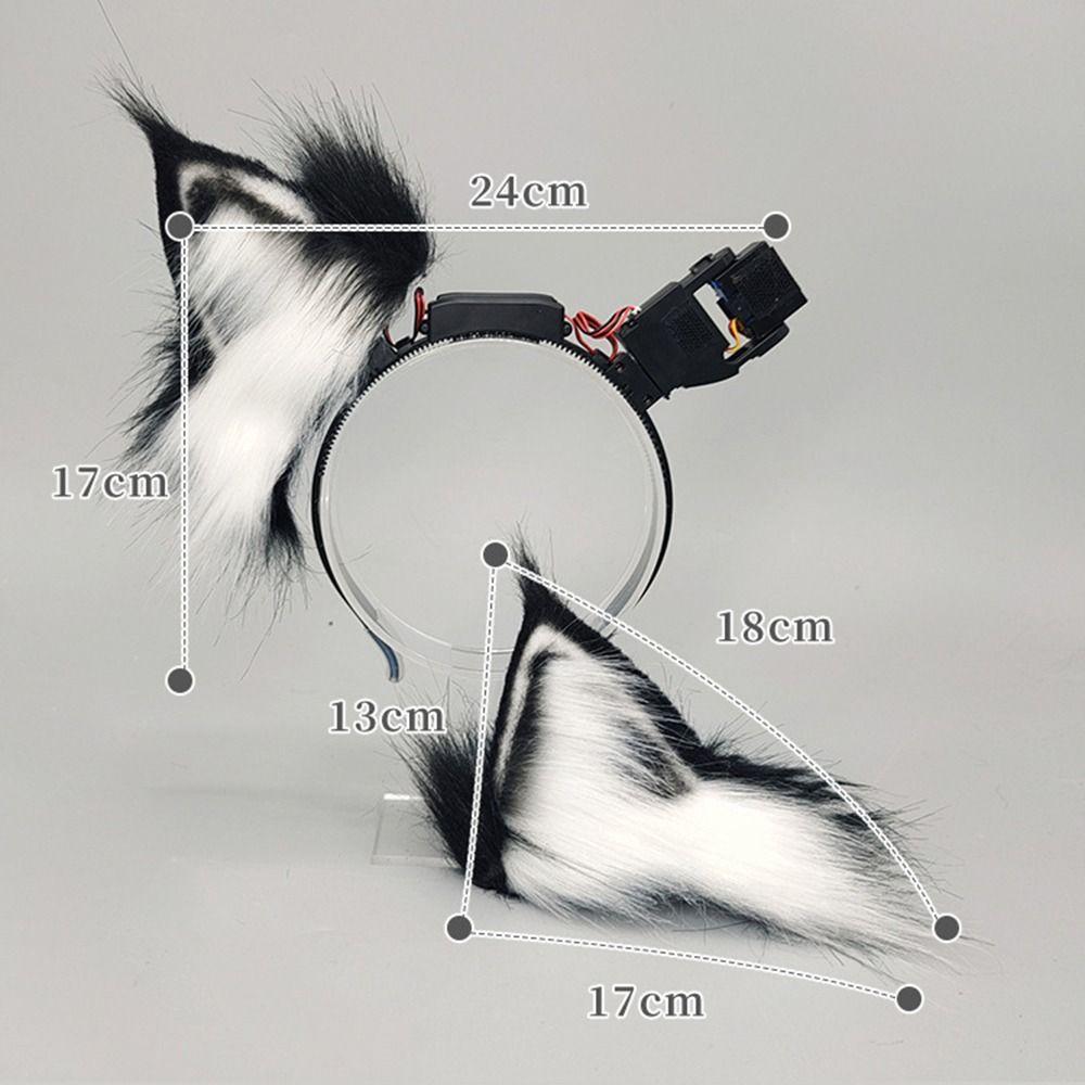 Fluffy Electric Fox Ear Headband Rechargeable Cosplay Headpiece Anime Accessories
