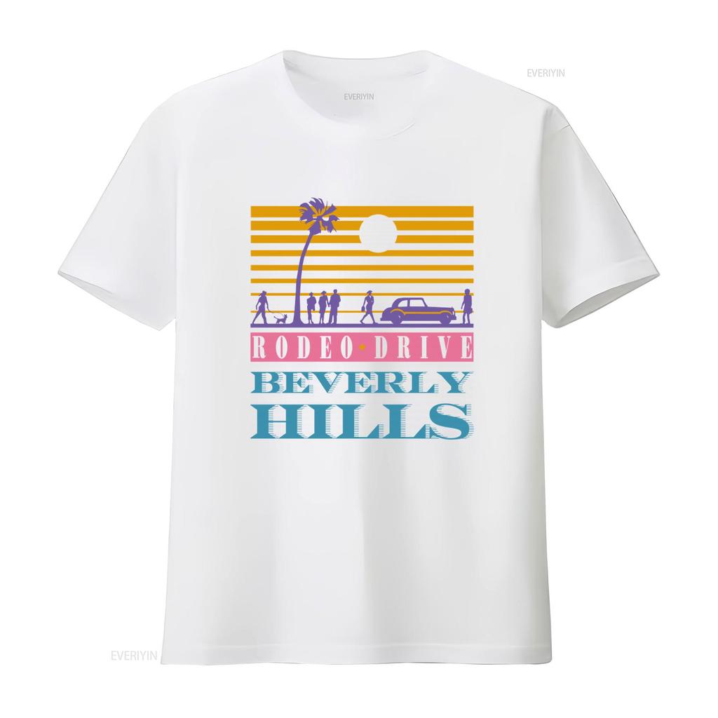 Vintage 80s Style Beverly Hills Rodeo Drive Print T Shirt for Men Size M vintage Washed Stylish Casual Unisex Soft